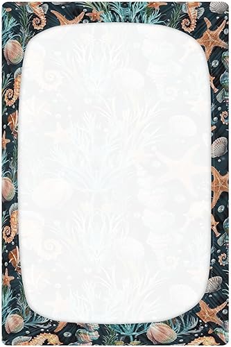 Miniatura 3 de Kigai Fitted Crib Sheet for Boys Girls,Seahorse Jersey Knit Baby Sheet for Standard Crib and Toddler Bed Mattresses, Cozy Soft Breathable, 28 x 52 in