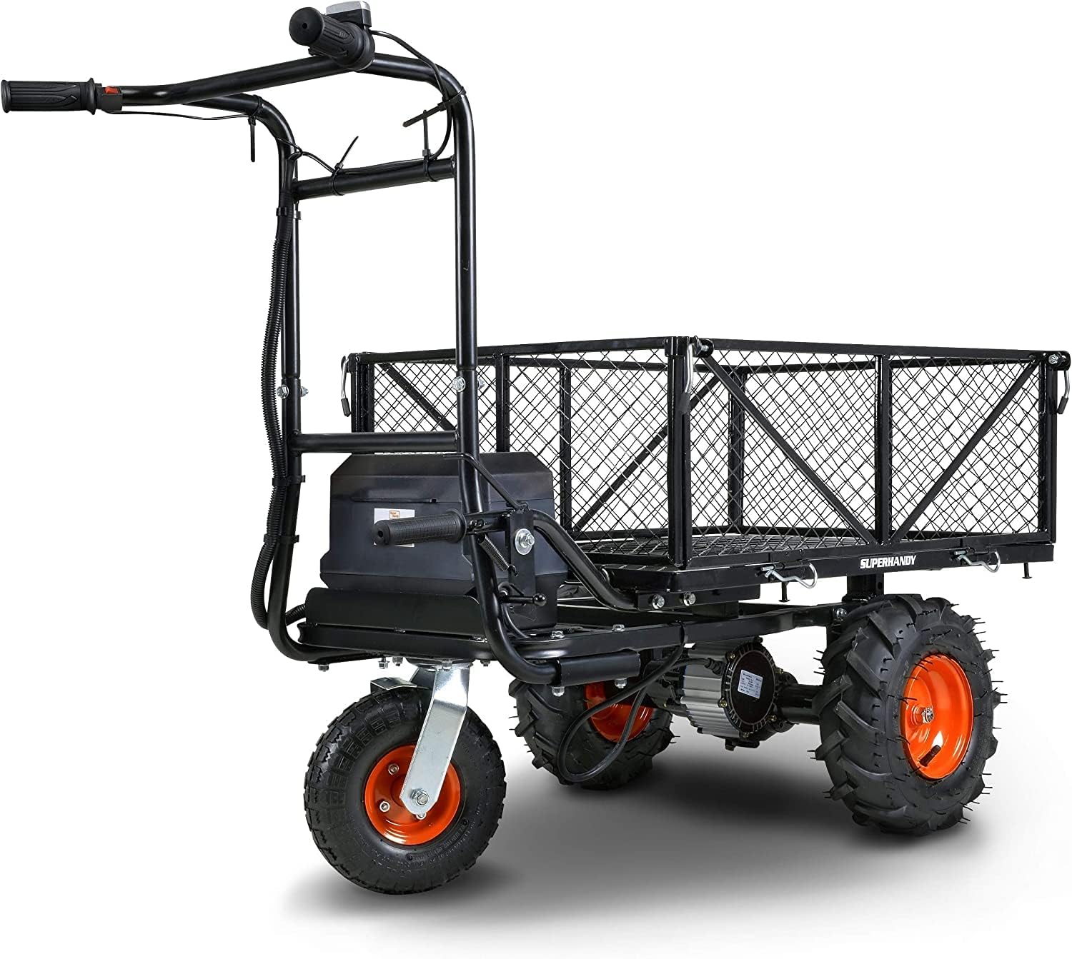 SuperHandy Utility Service Cart Power Wagon Wheelbarrow Electric 48V DC Li-Ion Powered 660Lbs Load and 1000Lbs+ Hauling Capacity Farm and Garden All Purpose Modular Cargo Bed