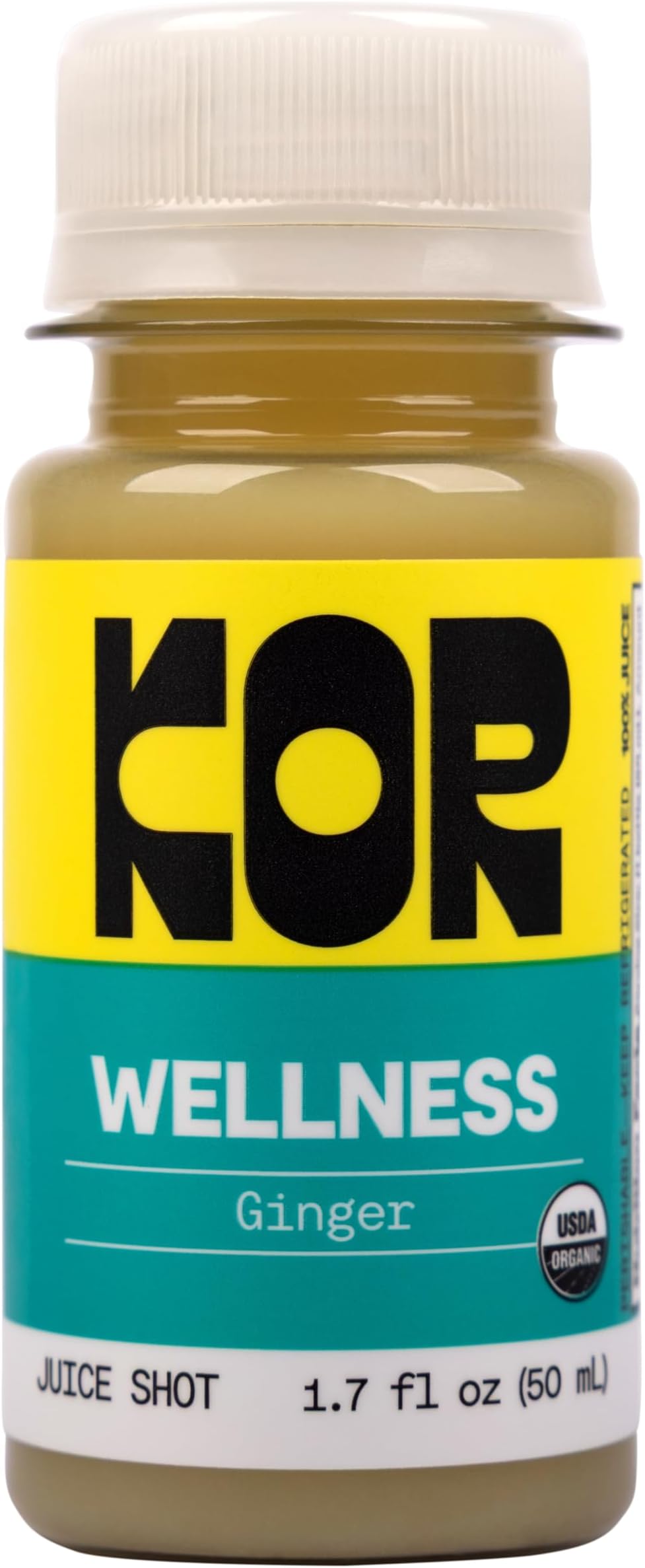 KOR Shots Ginger Shot - 1.7 Fl Oz - Wellness Shot - Freshly Pressed Ginger and Cayenne Natural Energy Boost Shot - USDA Certified Organic