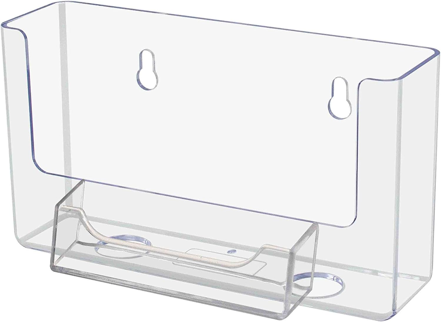 Marketing Holders Postcard Holder 6 Inch Wide with 3.5" x 2" Business Card Pocket and Hanging Hardware Wall Index Card Display Clear Acrylic Literature Organizer for Offices Shops and Tradeshows