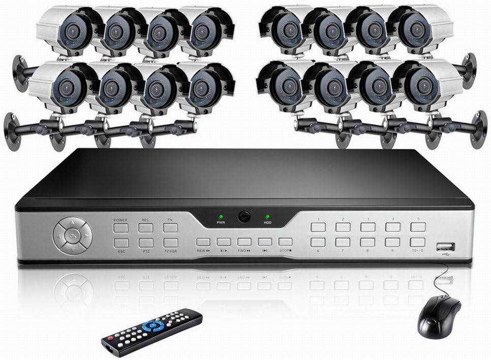 16CH DVR Recorder Security Camera System with 16x 600TVL