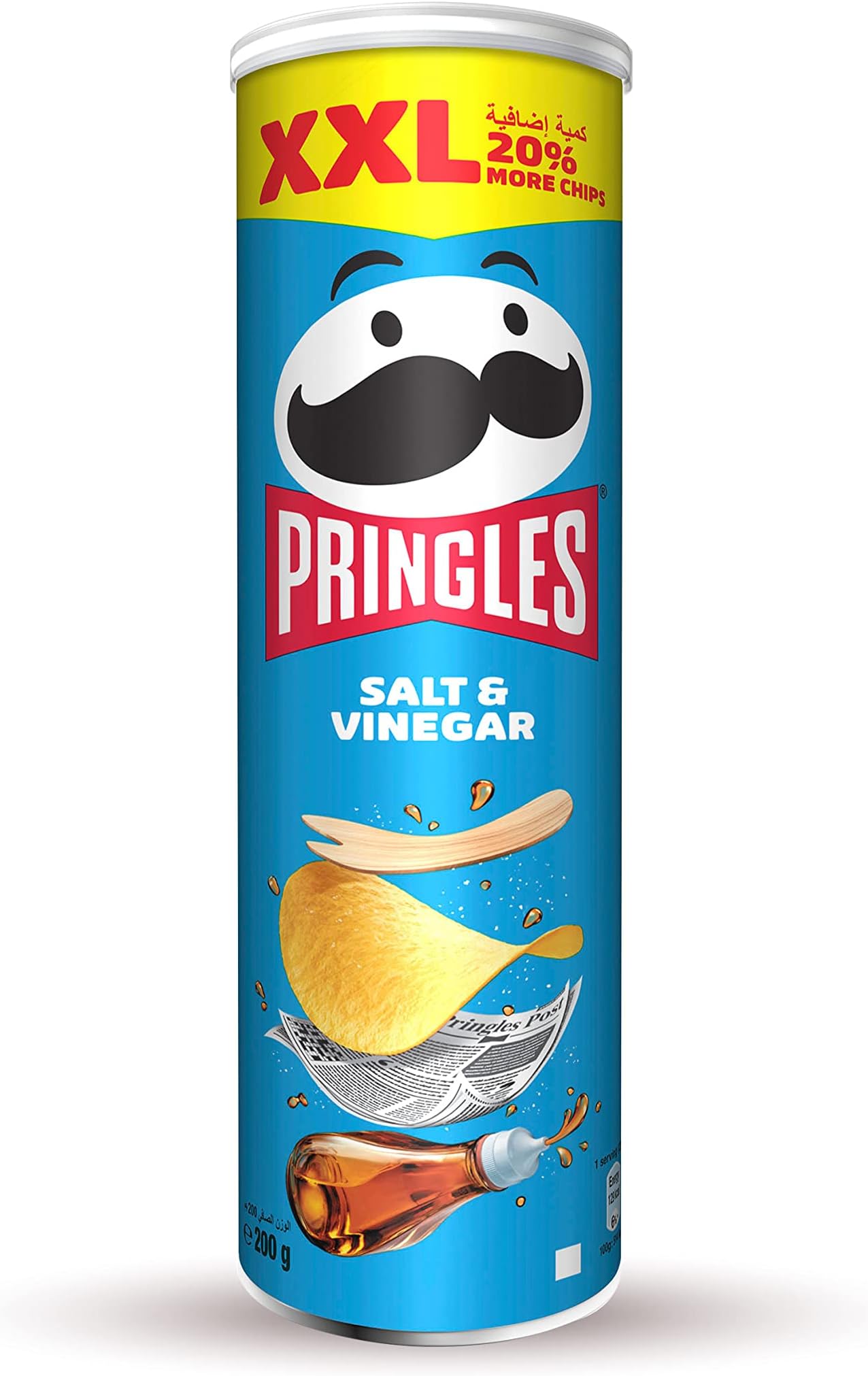 Salt & Vinegar Flavour - Potato Chips - 200gm - Crispy Snack - Crunchy Snack Food for Movies, Games & More - On-the-Go Can