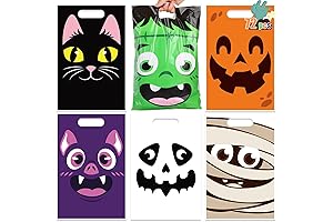 CCINEE 72 Pcs Halloween Goodie Candy Bags Large Trick-or-Treat Bags with Handle