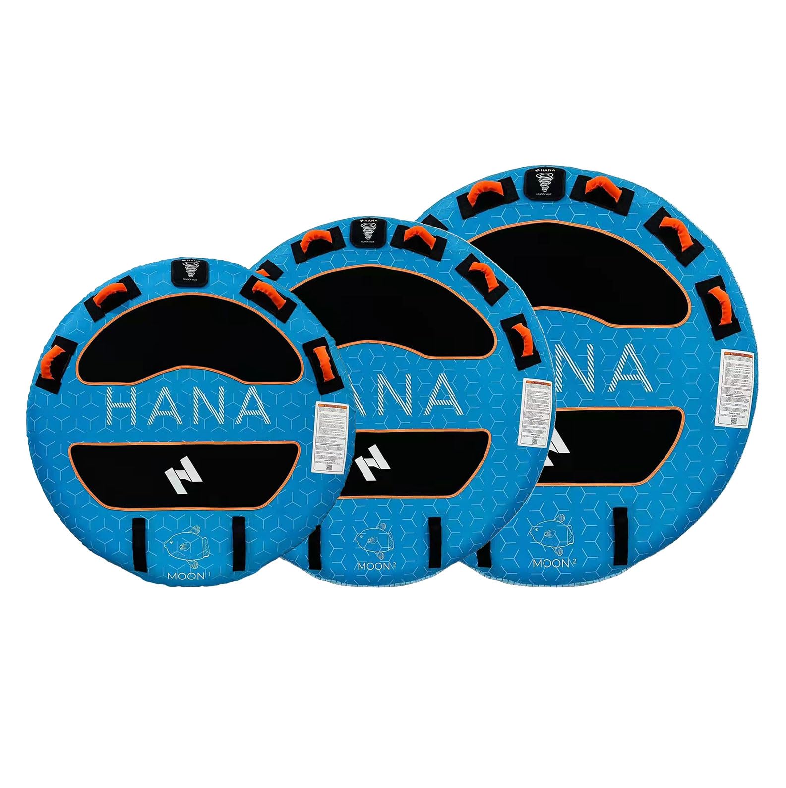 HANA Moon Schwimmring Premium – Modell 1, 2 oder 3 Personen – ergonomisches Design gegen Aufrollen – einfaches Aufschiebesystem und Schnellverschluss
