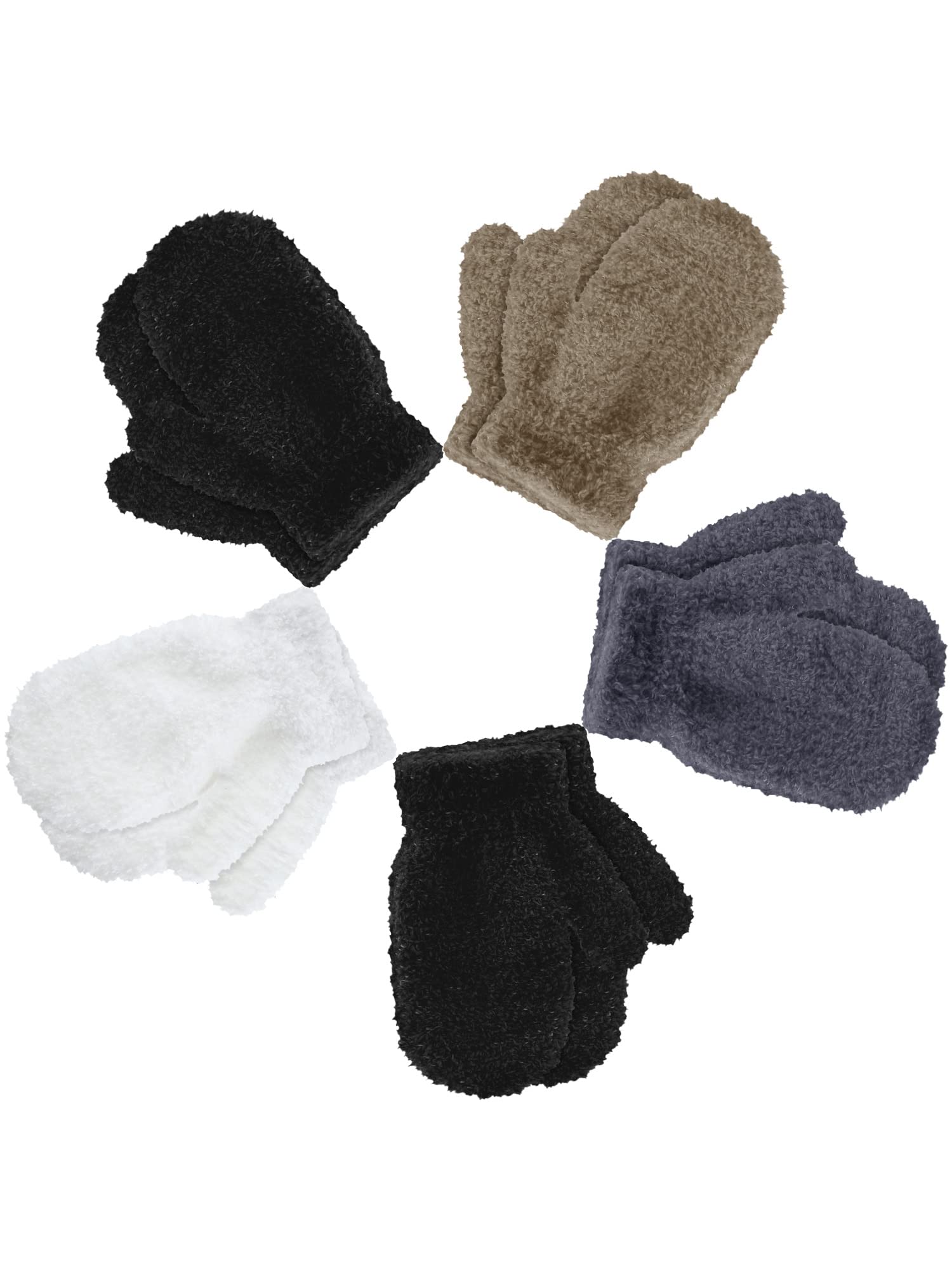 Boao5 Pairs Kids Mittens Toddler Stretch Full Finger Knitted Gloves Winter Warm Gloves for Boys and Girls Supplies