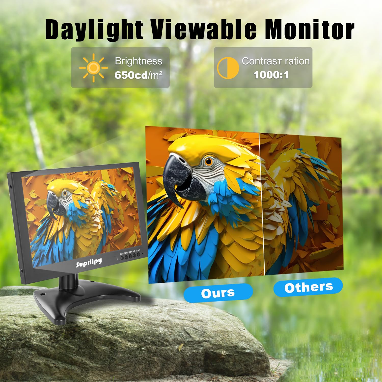 Monitor HDMI de 10,1 pulgadas 1920x1200 IPS Carcasa de metal Pantalla LCD a color con entradas HDMI/VGA/AV/BNC y altavoz dual
