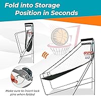 Vista 5 de GYMAX Juego de baloncesto arcade plegable para interiores con 8 modos de juego, sonido de arcade, 4 bolas y bomba de inflado, juegos de baloncesto