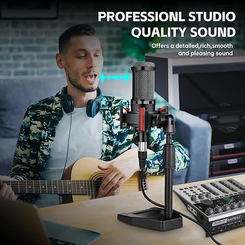 Miniatura 3 de XLR - Micrófono de condensador cardioide profesional para PC, estudio de computadora, kit de micrófono XLR para grabaciónpodcastingtransmisiónvoz