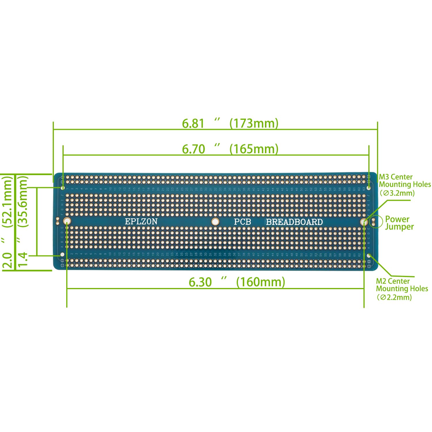 3pezzi 6.8"x2.05" Breadboard Solderable Prototype PCB Board Kit per Elettronica Progetti Compatibile per DIY Saldatura Circuit Progetti Prototype Board,Blu