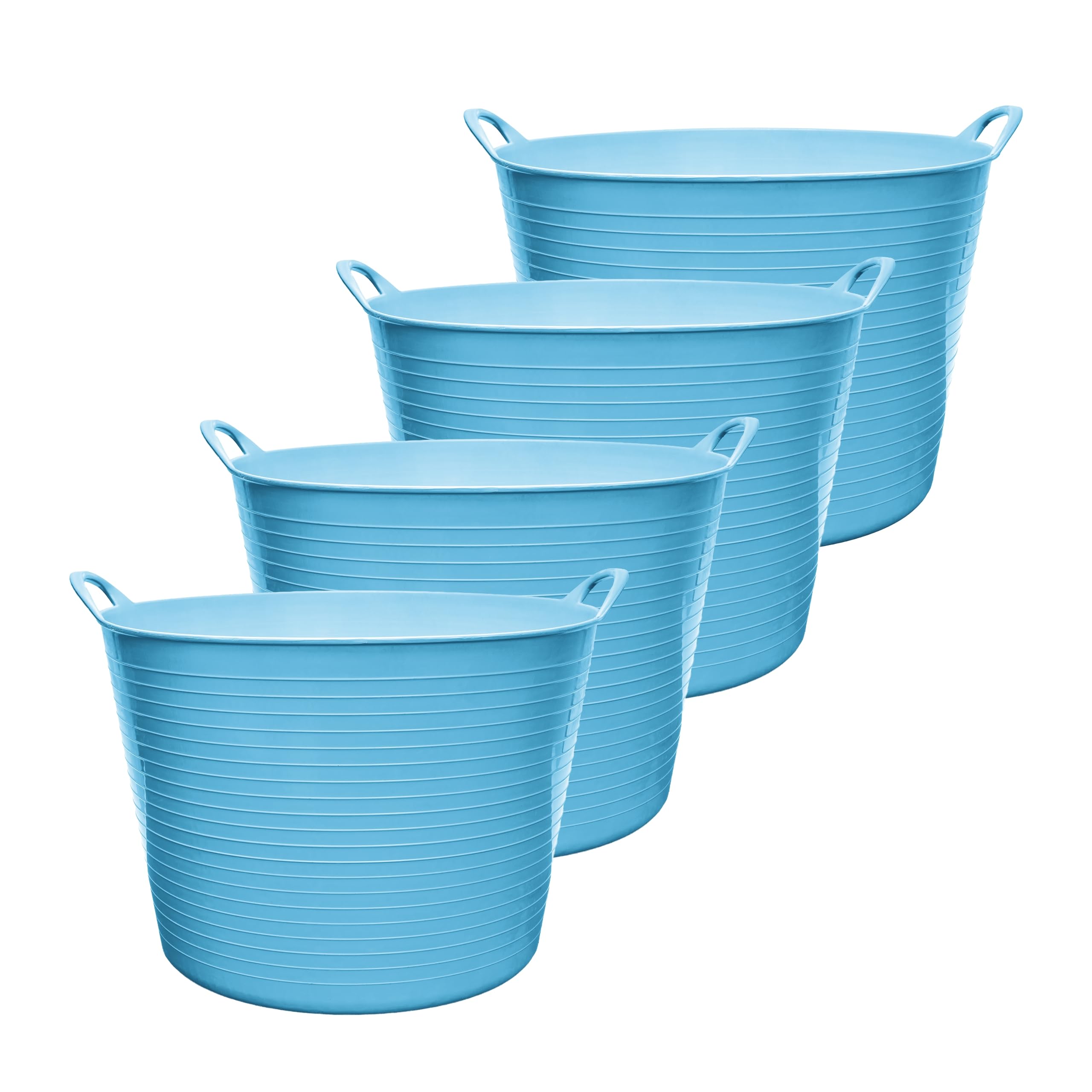 Garronda Set da 4 Cesti Multiuso in Plastica Flessibile 42 L per Casa Bagno Giardino e Giochi Bambini con Manici Ergonomici Organizzazione e Trasporto Blu GD-0184