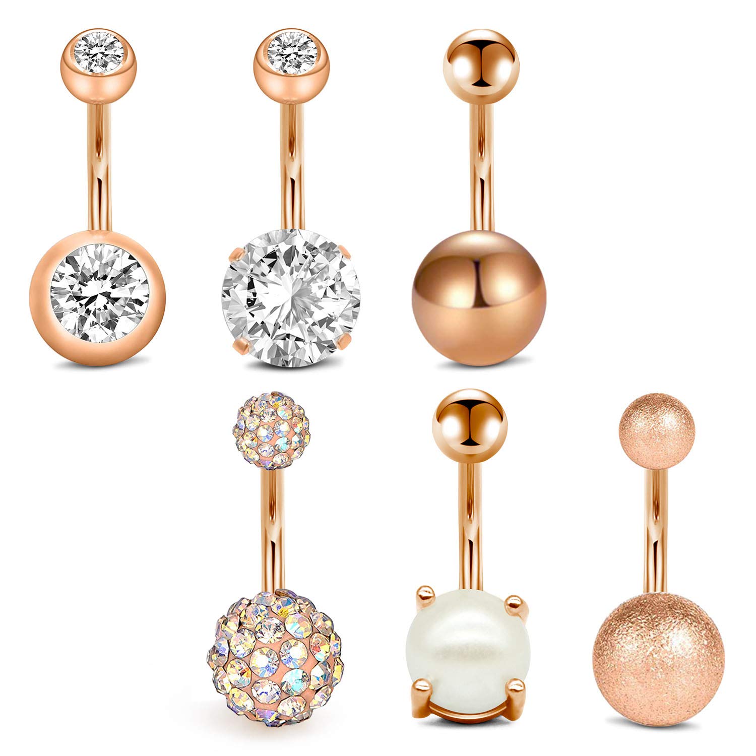 Mayhoop 6-12Piezas Anillo del Ombligo Piercing del Ombligo Acero Inoxidable 14G 10mm para Las Mujeres y Las niñas Joyería del Cuerpo del Vientre