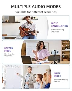 KOSCHEAL 2 Pack Mini Microphone, 3 in 1 Wireless Microphone for iPhone iPad, Camera and Android Devices with Noise Cancellation,Lapel Mic for Video Recording Vlog, YouTube, Interview