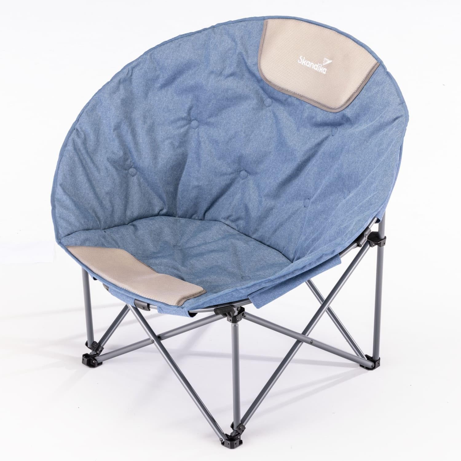 Skandika Moonchair Kupari XL | Fauteuil de Camping Pliable, Poids Max. de l'utilisateur 150 kg, Rembourrage Moelleux, Sac de Transport, siège Confortable Pliant | Extérieur, Jardin, Balcon
