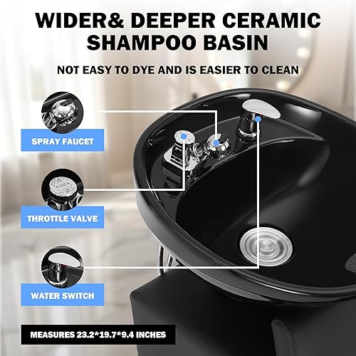 Miniatura 7 de Estación de champú para salón, silla de lavado a espalda, estación de champú, tazón de champú para spa, belleza, peluquería, equipo para el hogar
