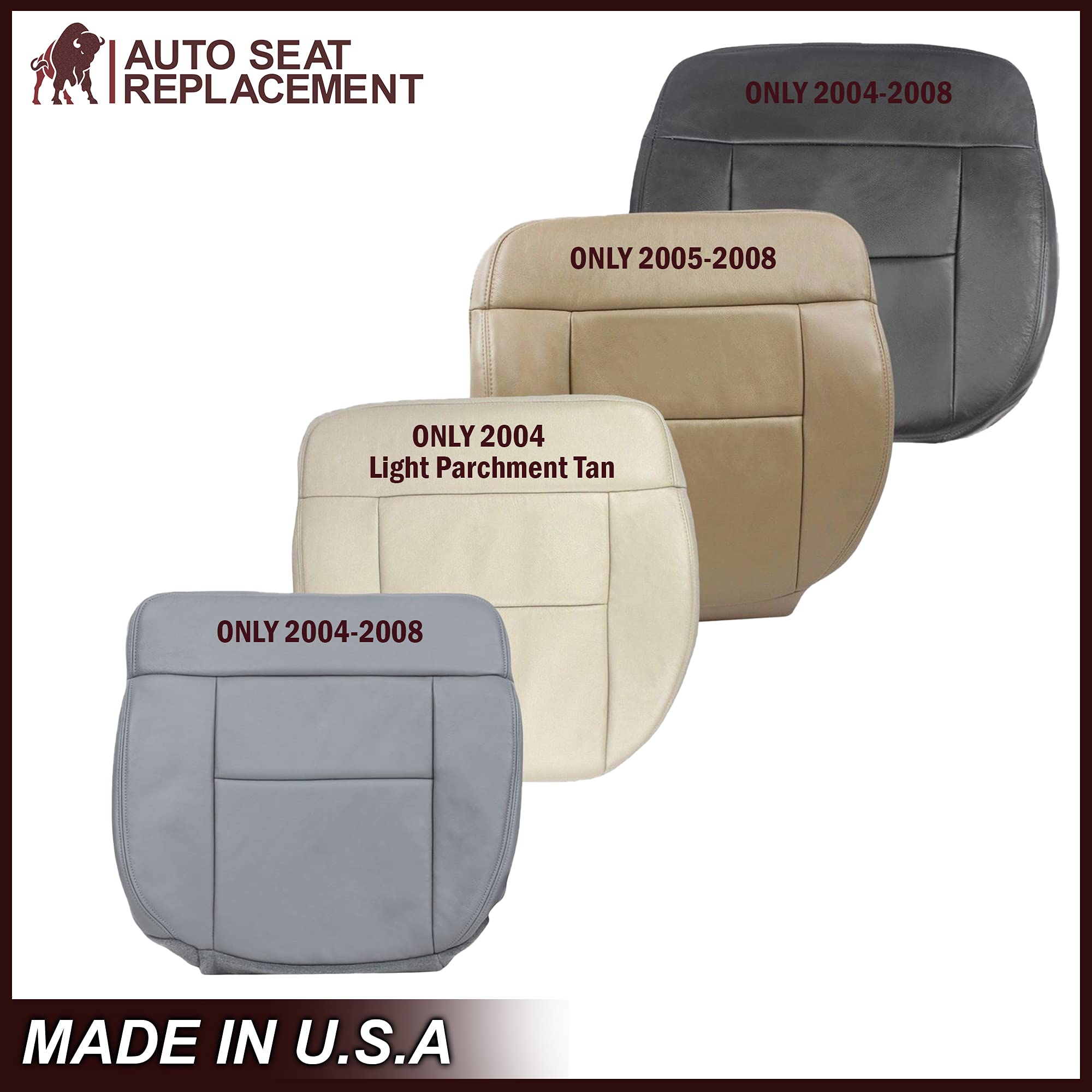 2005 2006 2007 2008 Ford F150 Leather Seat Cover Replacement, Driver & Passenger Bottom Leather Seat Cover for Ford F150 (Medium Pebble Tan, Passenger Bottom)