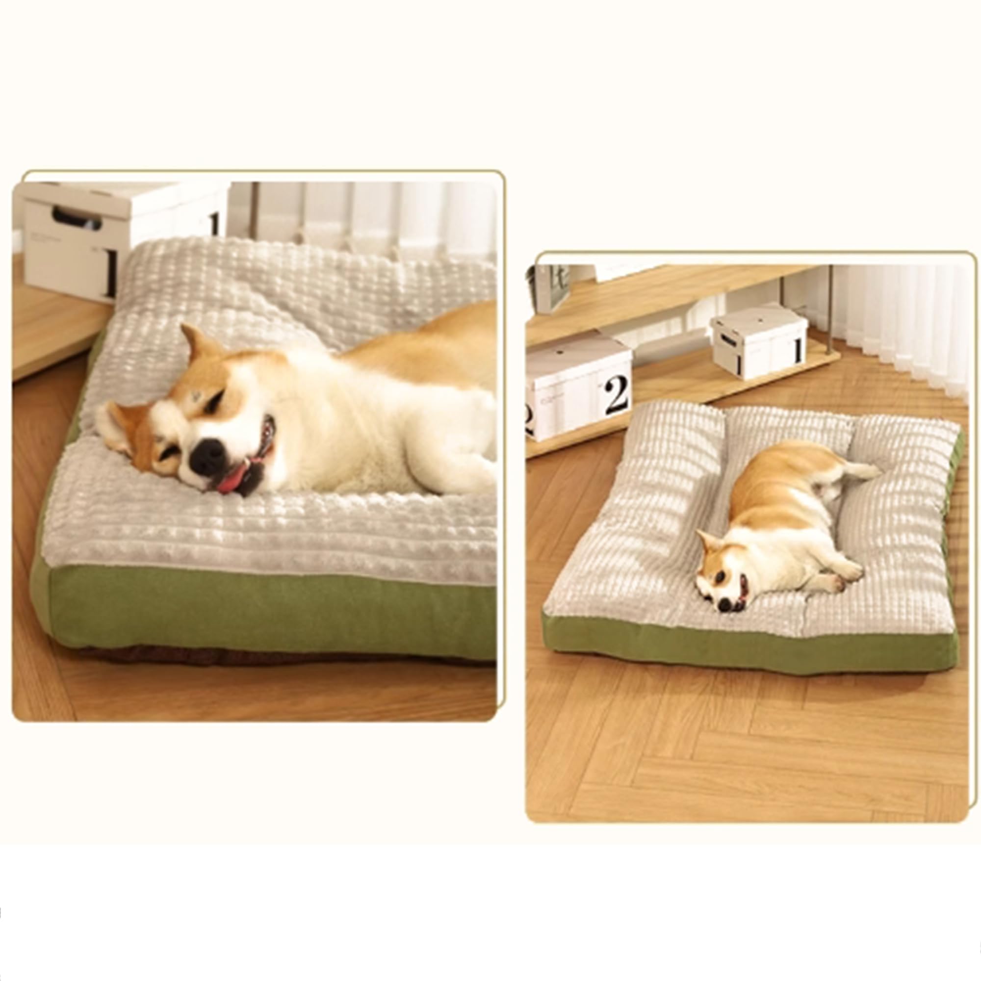 Grand coussin lavable pour animal de compagnie, tapis de cage confortable et chaud pour chiens de taille moyenne et grande taille, coussin rectangulaire en peluche avec fond antidérapant (120 x