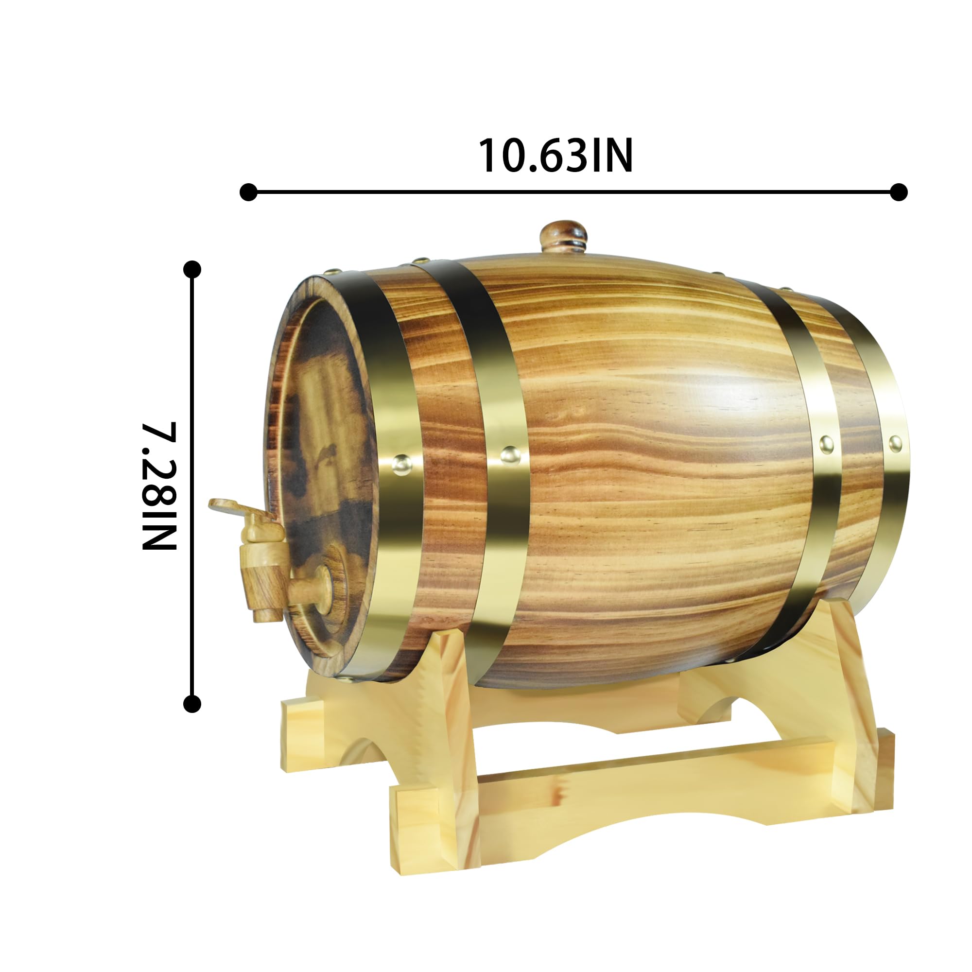 Fût à whisky de 5 litres, Grande Capacité Tonneau à Vin en Bois avec copeaux de chêne, Fût traditionnel de vin et de whisky Pour servir une table, pour vin, Whisky & Eau-de-Vie, Jaune clair