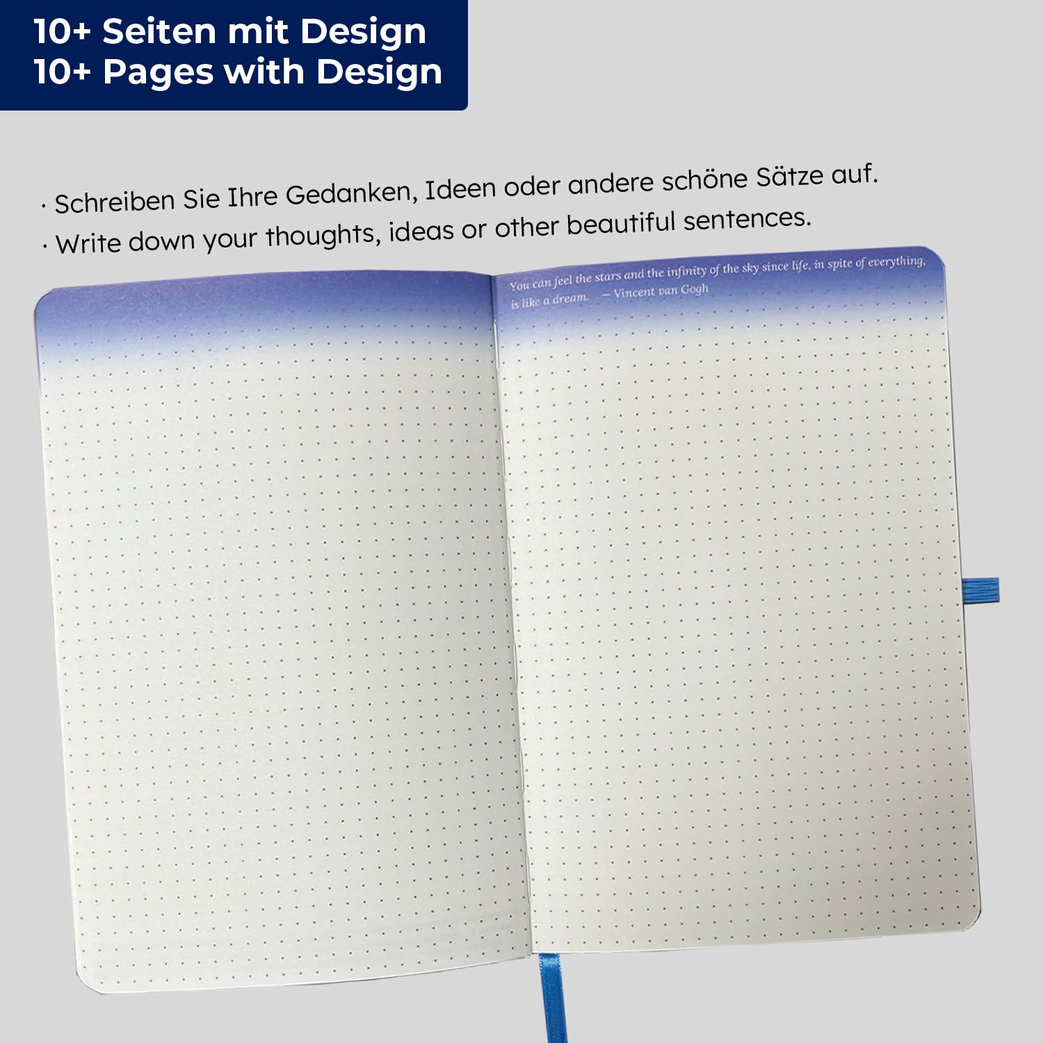 Blueme Cuaderno A5 punteado, Bullet Journal "cielo estrellado", 192 páginas, tapa dura, cuaderno de puntos, para escuela y oficina, cuaderno A5 con diseño, bloc de notas A5, cuaderno pequeño