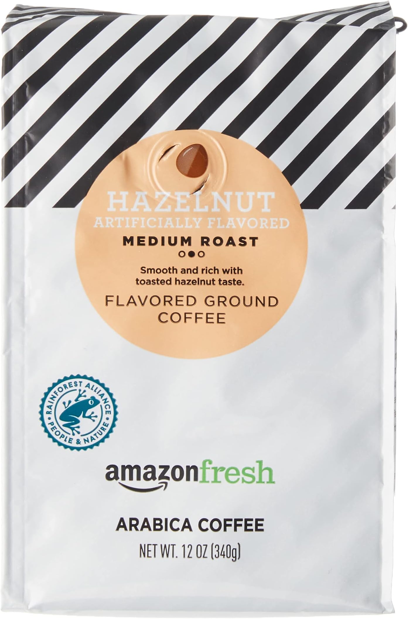 AmazonFresh Hazelnut Flavored Coffee, Ground, Medium Roast, 12 Ounce (Pack of 3)
