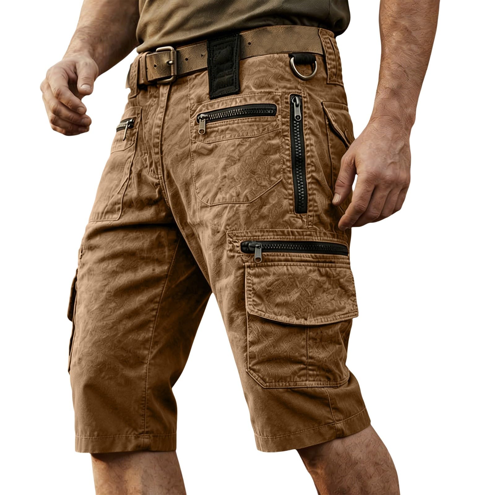 Cargo Shorts Herren Mit Stretch Wandershorts Mit Vielen Zipper Taschen | Outdoorshorts Straight,Arbeitsshorts Knielang,Bermuda Shorts Washed Baumwolle,Sommer Shorts Langlebig Kurze Hosen Für Outdoor