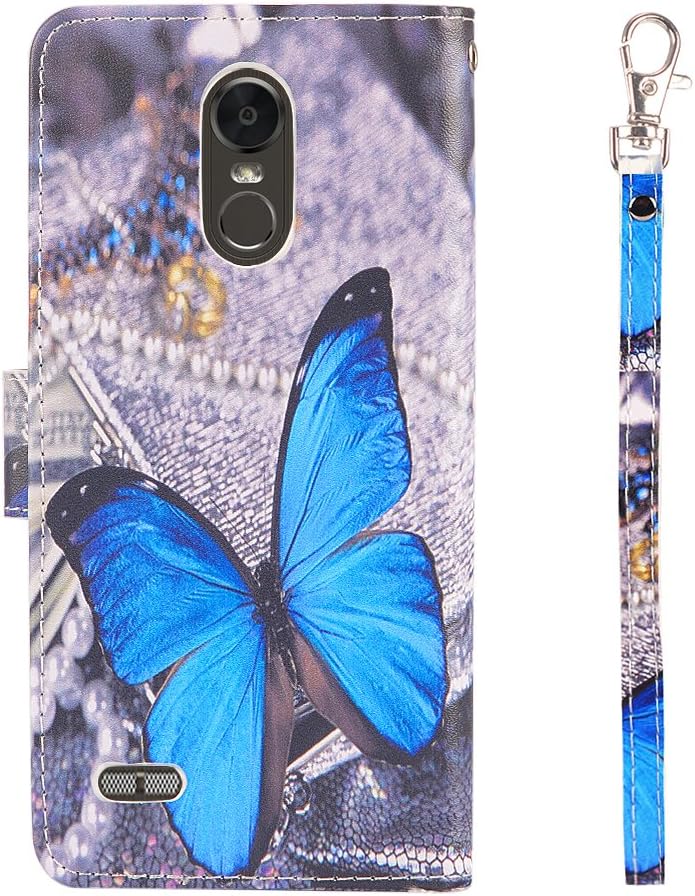 UrSpeedtekLive LG stylo 3 Case, LG stylo 3 Wallet Case, Premium PU Leather Flip Wallet Case Cover w/Card Slots & Kickstand Compatible with LG stylo 3, Blue Butterfly