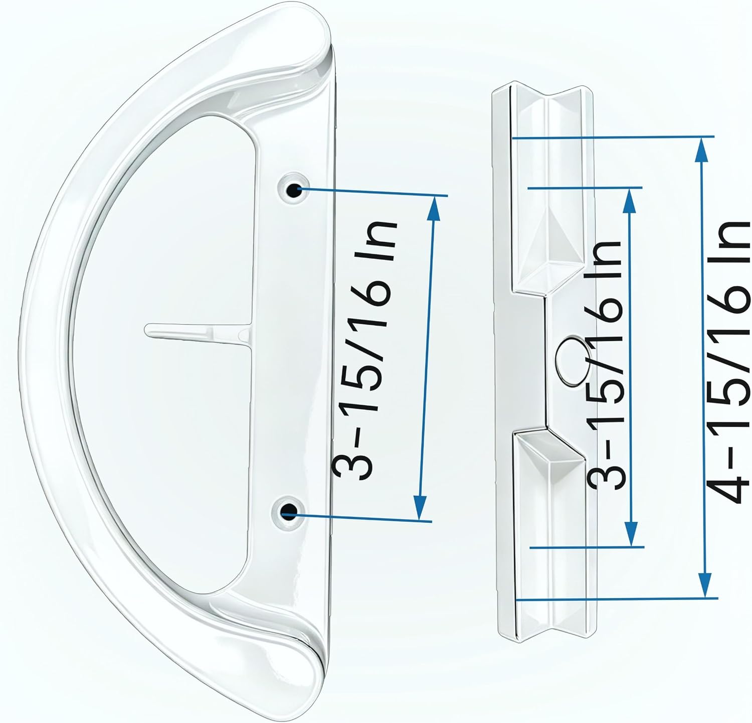 Sliding Door Handle Set with Key Cylinder(White) Fit 3-15/16" H.S. | Ambidextrous Sliding Door Handle Replacement,Key Cylinder&D-Style Sliding Glass Door Handle Set, Sliding Patio Door Pull