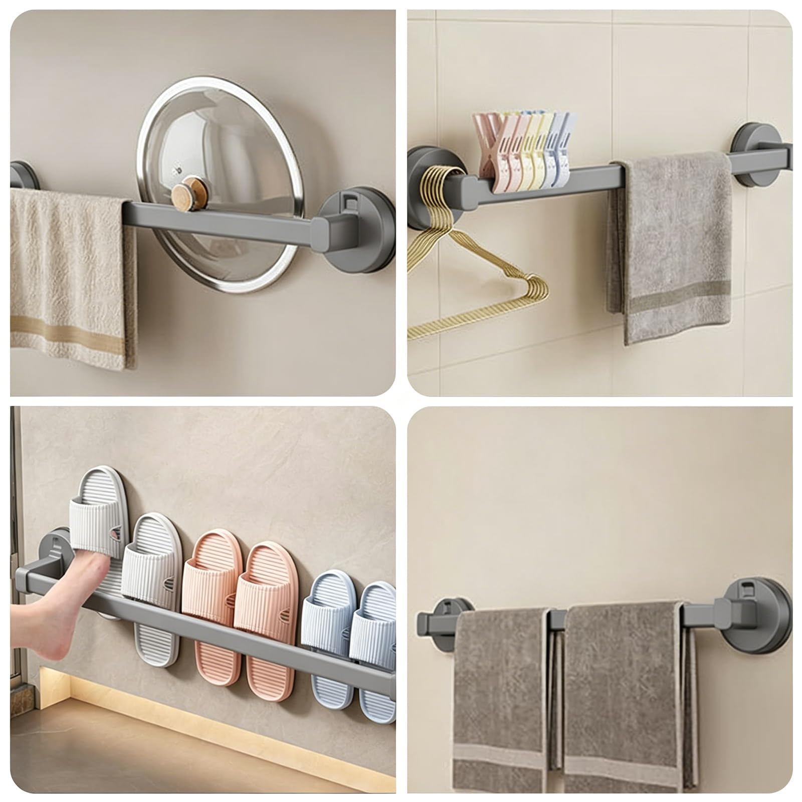 Toallero Ventosa, Toalleros de Baño Sin Taladro, Colgador Toalla Baño, Toallero Ducha, Toallero de Mano Extraíble y Resistente para Baño, Puerta, Ducha y Accesorios de Cocina