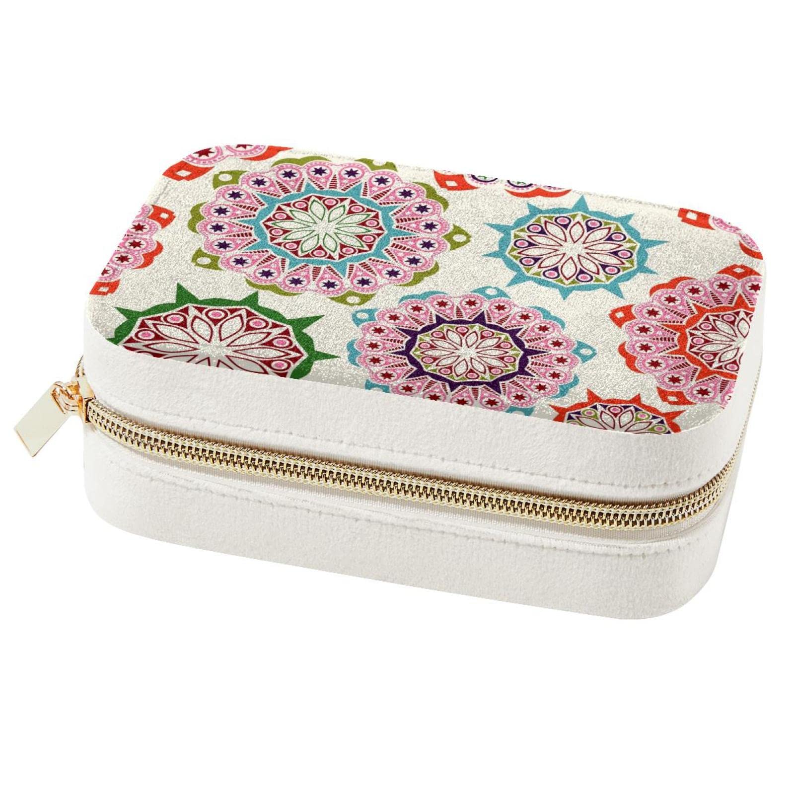 Boîte à bijoux de voyage pour femmes et filles avec motif rétro