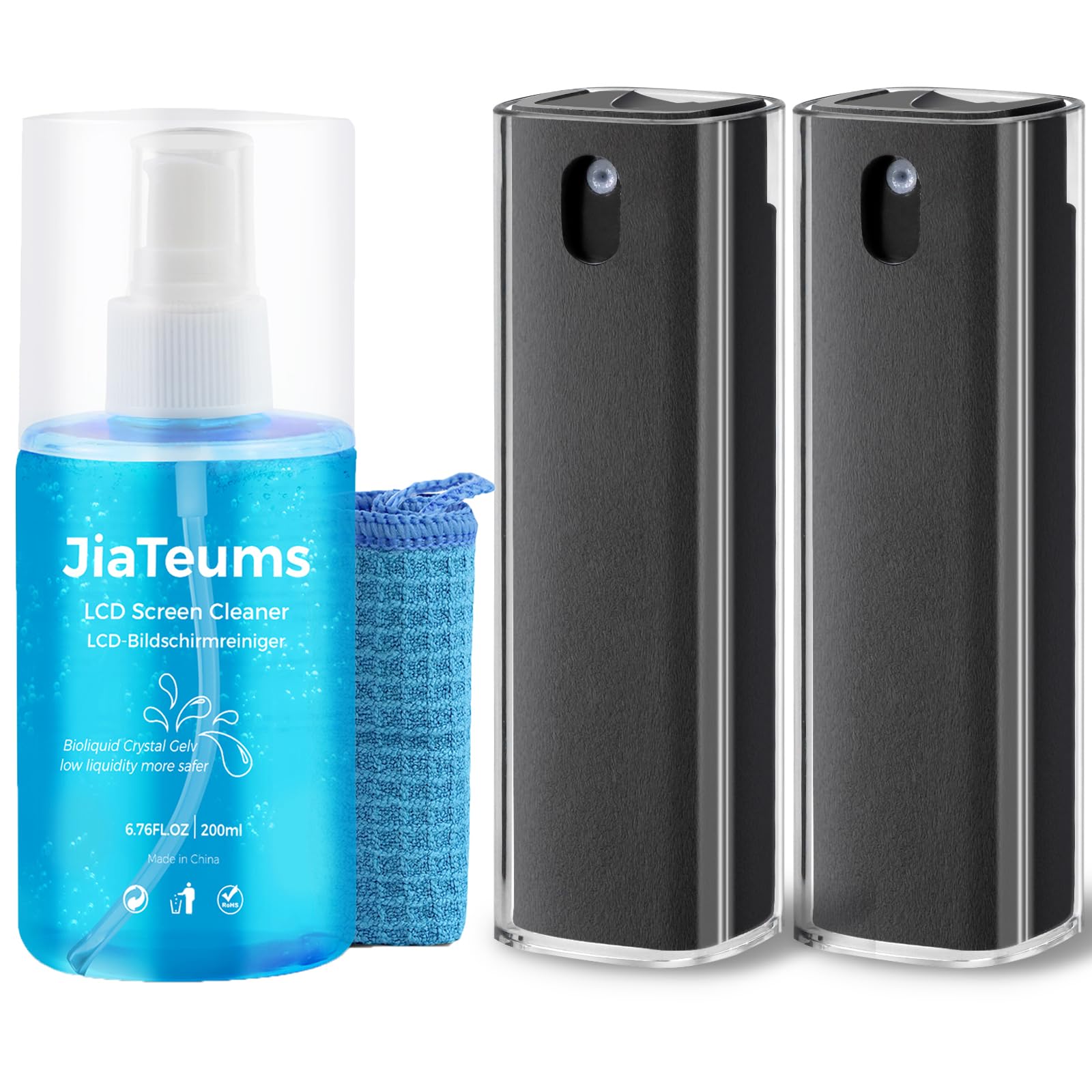 Screen Cleaner Spray and Wipe, JiaTeums Electronics 2 in 1 Touchscreen Cleaning Spray for Mobile Phone Tablet Mac Car Device Screen - with Brush & Wipe Tool