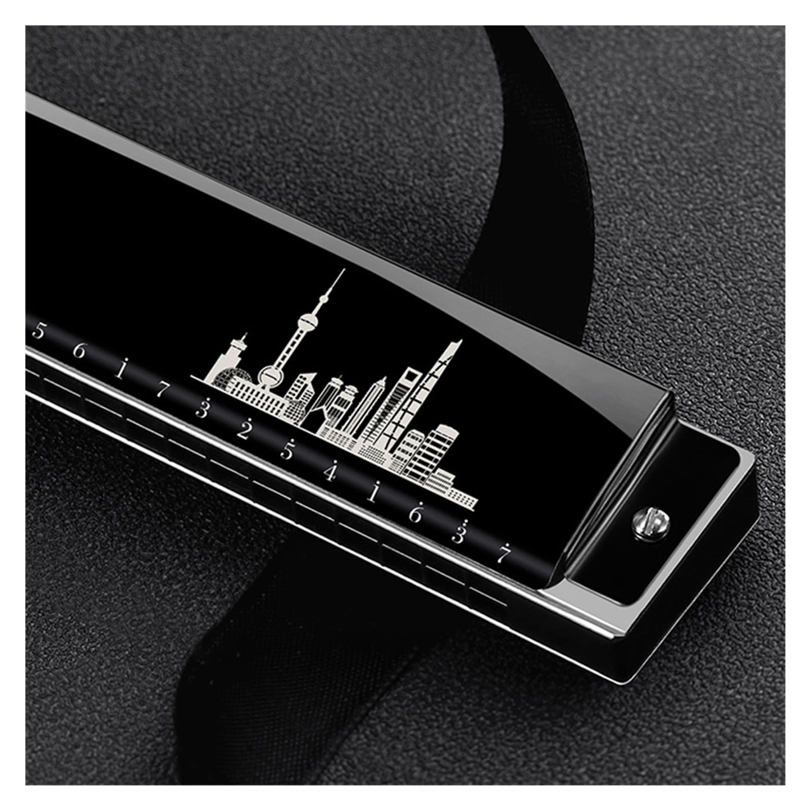 Mundharmonika Polyphone Einsteiger-Mundharmonika mit 28 Löchern in C-Dur für professionelle Auftritte(Silver)