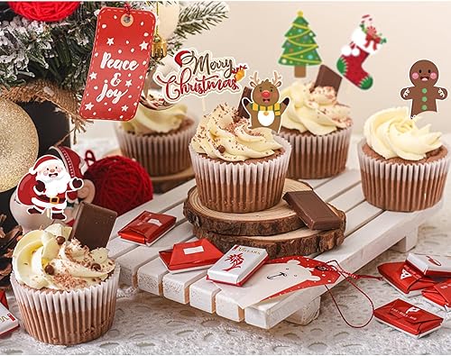Miniatura 4 de 24 adornos para cupcakes de Navidad, decoraciones de pastel de Navidad, palillos de pastel de Navidad de Papá Noel para suministros de fiesta de