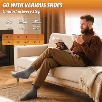 SockWaddles Men's Wool Thermal Socks, 5 Pairs, Cushioned for Winter | 35% wool blend with full terry cushioning; warm, breathable and moisture-wicking for cold-weather walking, hiking and work.