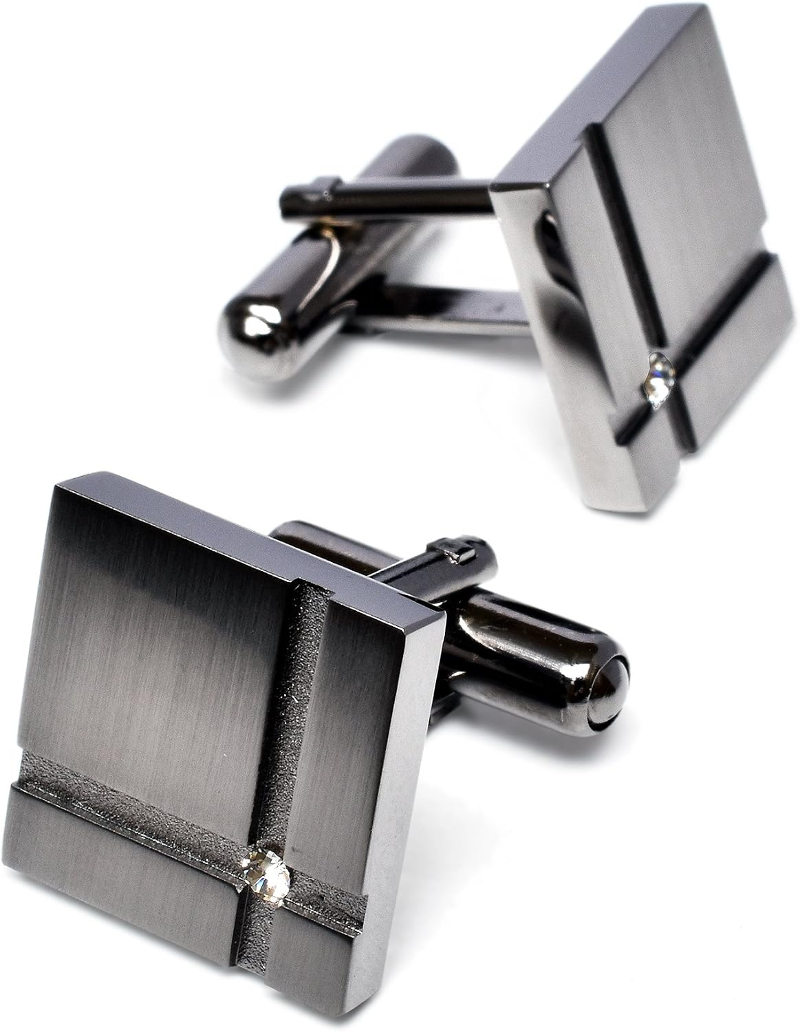 [TAVARAT] Cufflinks for Men Black Silver Red Blue Crystal glass Tps-040
