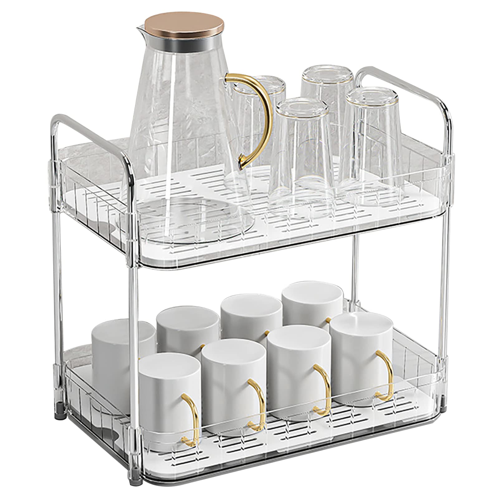 CYYZB Cups Drying Rack with Drain Tray, Mug Rack for Countertop, Coffee Tea Cup Mug Holder Stand, Storage Organizer Shelf for Kitchen Drinking Bottle