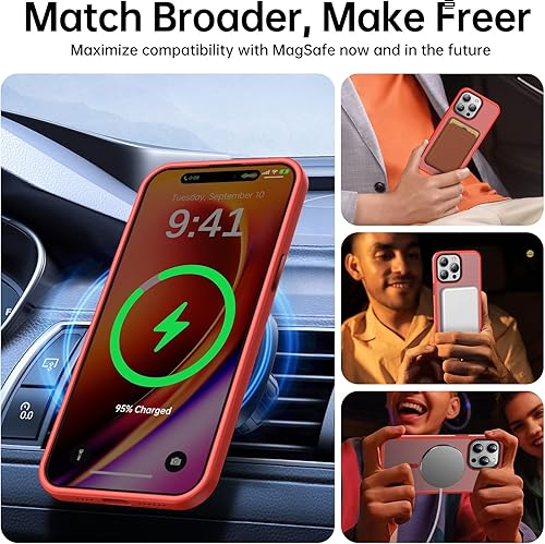 Miniatura 2 de Funda magnética fuerte para iPhone 14 Pro Max [compatible con MagSafe] [Protección de grado militar de 10 pies] a prueba de golpes, translúcida mate