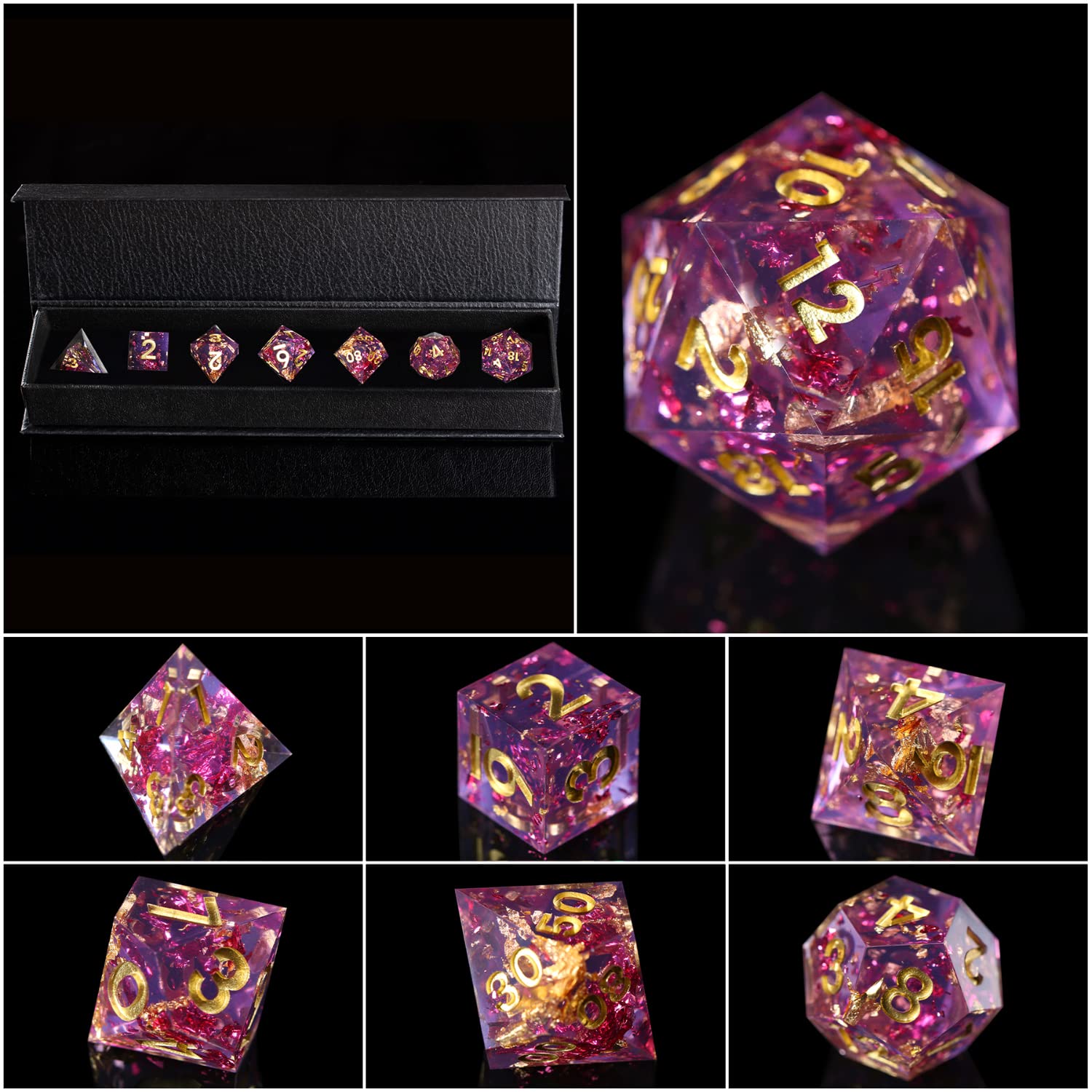 Dados Dados fijados a Mano Resina a Mano Dados poliédricos Conjunto de Borde Afilado for RPG Juegos de Mesa de Juego Dado Gigante(Citrine)