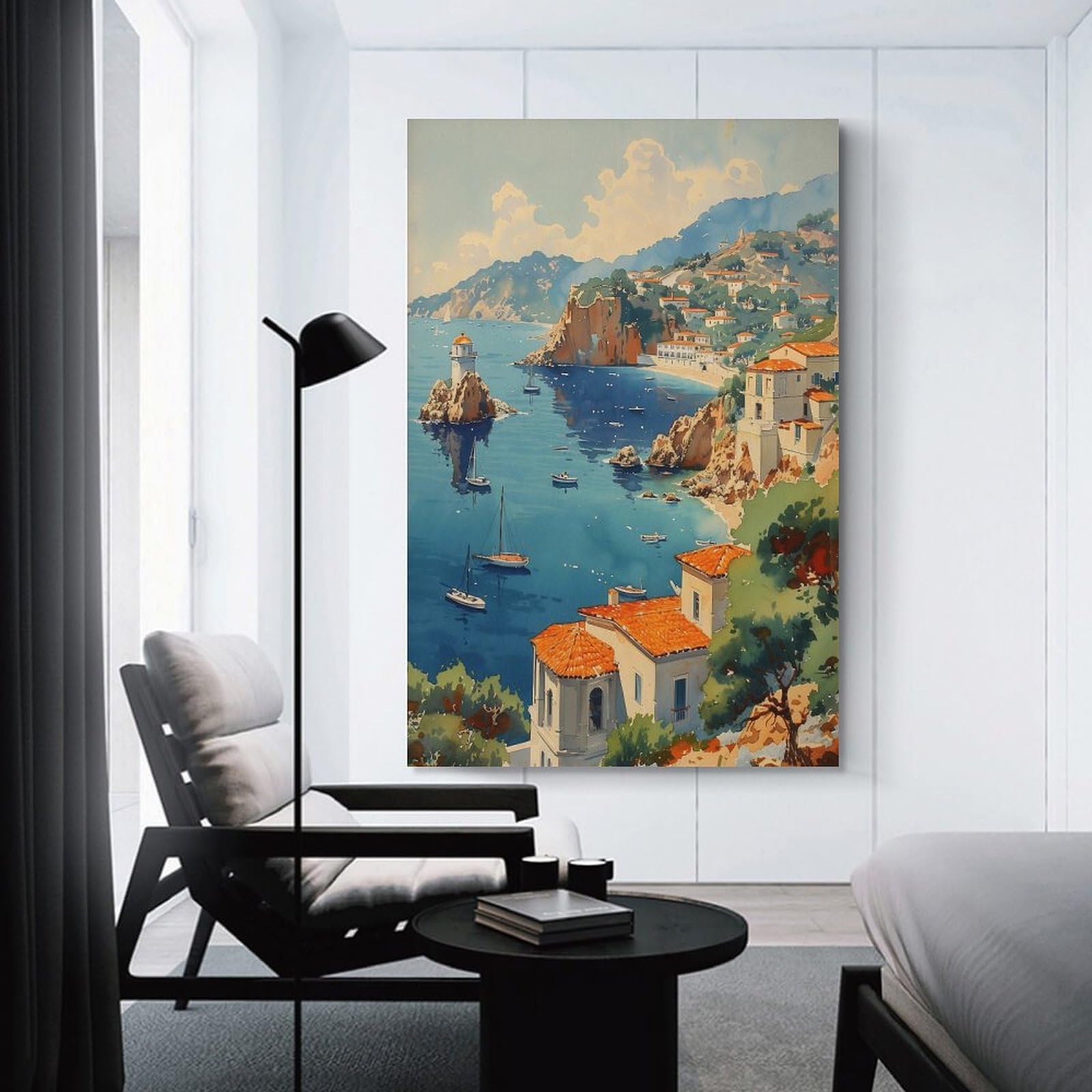 Catalina Island Aquarellgemälde, Reiseposter, Wandkunst, Heimdekoration, Kalifornien, Geschenk, Kunstliebhaber, Kunstdruck, ungerahmt, 60 x 90 cm