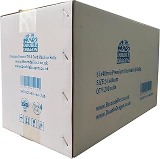 200 Rolls of 57x40 mm Thermal Credit Card PDQ Machine Till Rolls, Cash Register Thermal Paper Receipt, for PDQ POS EPOS EFTPOS terminals, Barclaycard Verifone Ingenico Move Sagem Spire Pax Worldpay