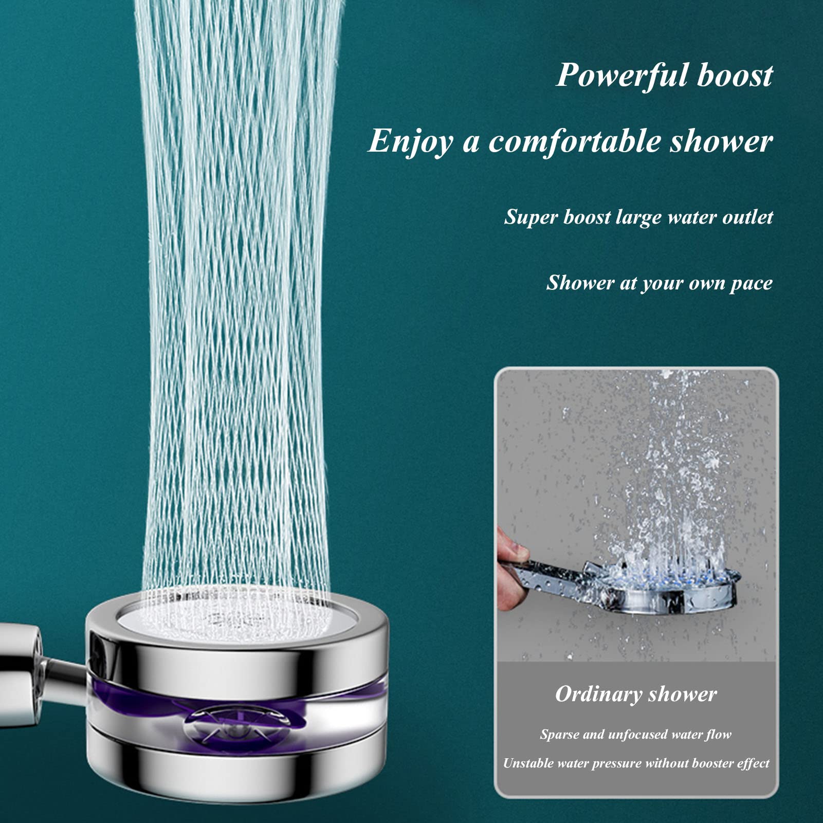 High Pressure 2-Mode Handheld Shower Head High Flow Hand Held Showerhead Set with Bracket, 360° Adjustable