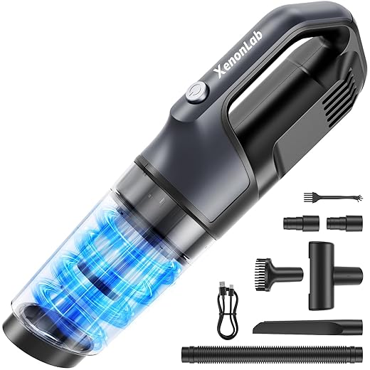 Handheld Vacuum Cordless 1.1 Pounds Car Vac 10000PA Hand Held Vacuums 4-in-1 Hand Vac Cordless Rechargeable HEPA Filter Large Capacity Dust Cup for Car Office Home Pets Hair (Gray)