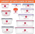 RockBerry 50 Pcs Grands contenants de stockage alimentaire avec des lids Airtight-85 OZ aux petits conteneurs-Total 526 Oz BPA Conteneurs empilables en plastique gratuit pour l'organisation de cuisine de garde-manger, Micro-ondes Safe