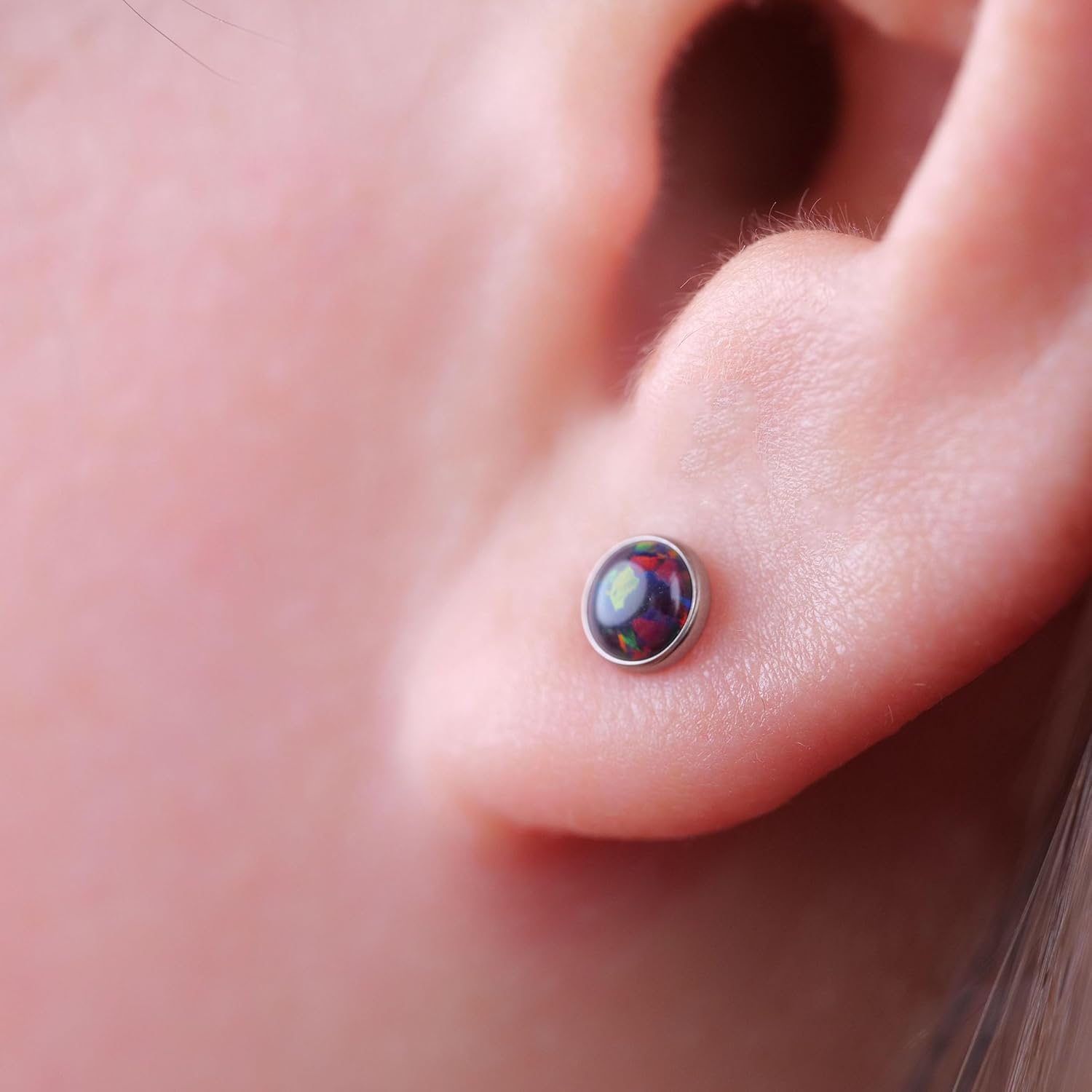 Limerencia G23 Pure Titanium Hypoallergenic Earrings | Minimalist Opal Stud Earrings | F136 Implant Grade | Suitable for Sensitive Ears Delicate Jewelry - Image 6