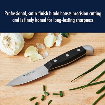 HENCKELS Statement Razor-Sharp 3-inch Compact Chef Knife, German Engineered Informed by 100+ Years of Mastery, Black/Stainless Steel