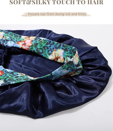 Miniatura 4 de MBJERRY Gorro largo de satén para trenzas, capó de seda para dormir, banda elástica para mujeres negras, cabello rizado
