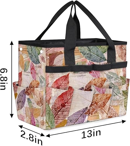 Miniatura 3 de Abstract Fall Leaves Garden Tool Tote Bag for Women Men Gardening Tool Storage Bags with 10 Pockets Standable Garden Home Tool Kits Organizer for