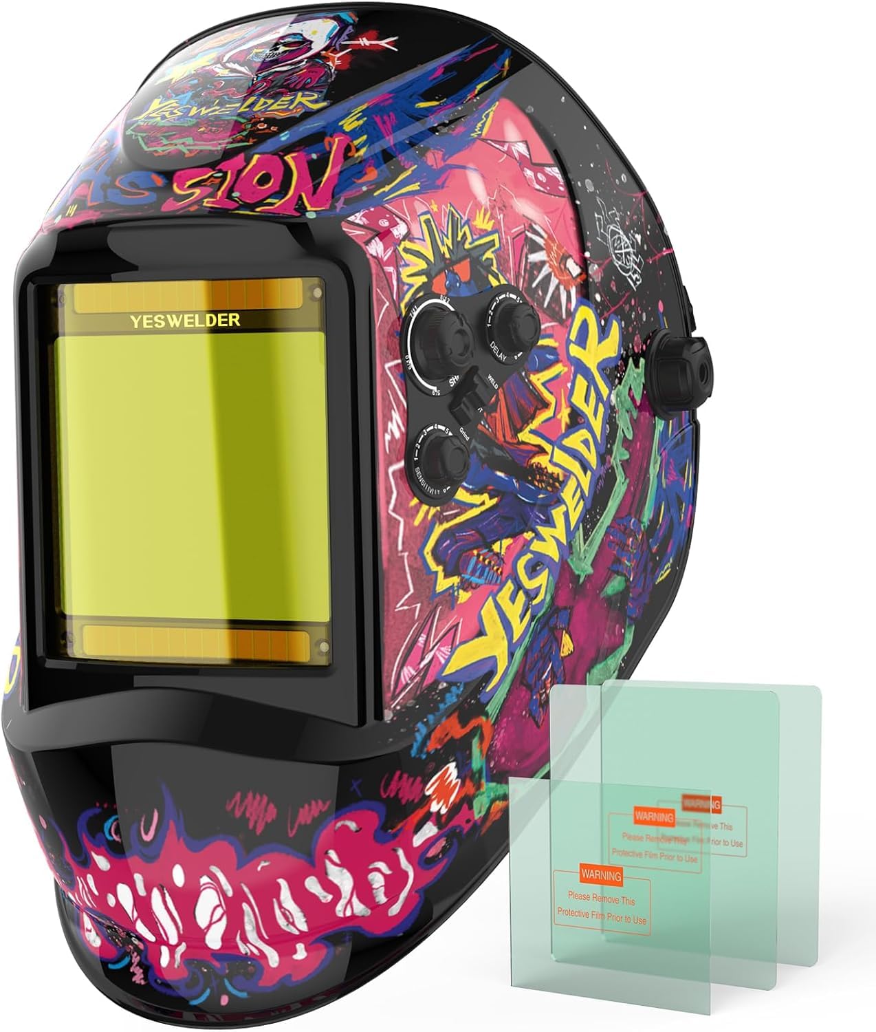YESWELDER Welding Mask True Colour Large View 10X9cm Auto Darkening Welding Helmet Solar Powered Blue Light Blocking, 4 Sensors Wide Shade 4/5-9/9-13 for TIG MIG ARC CUT GRIND Welder Mask