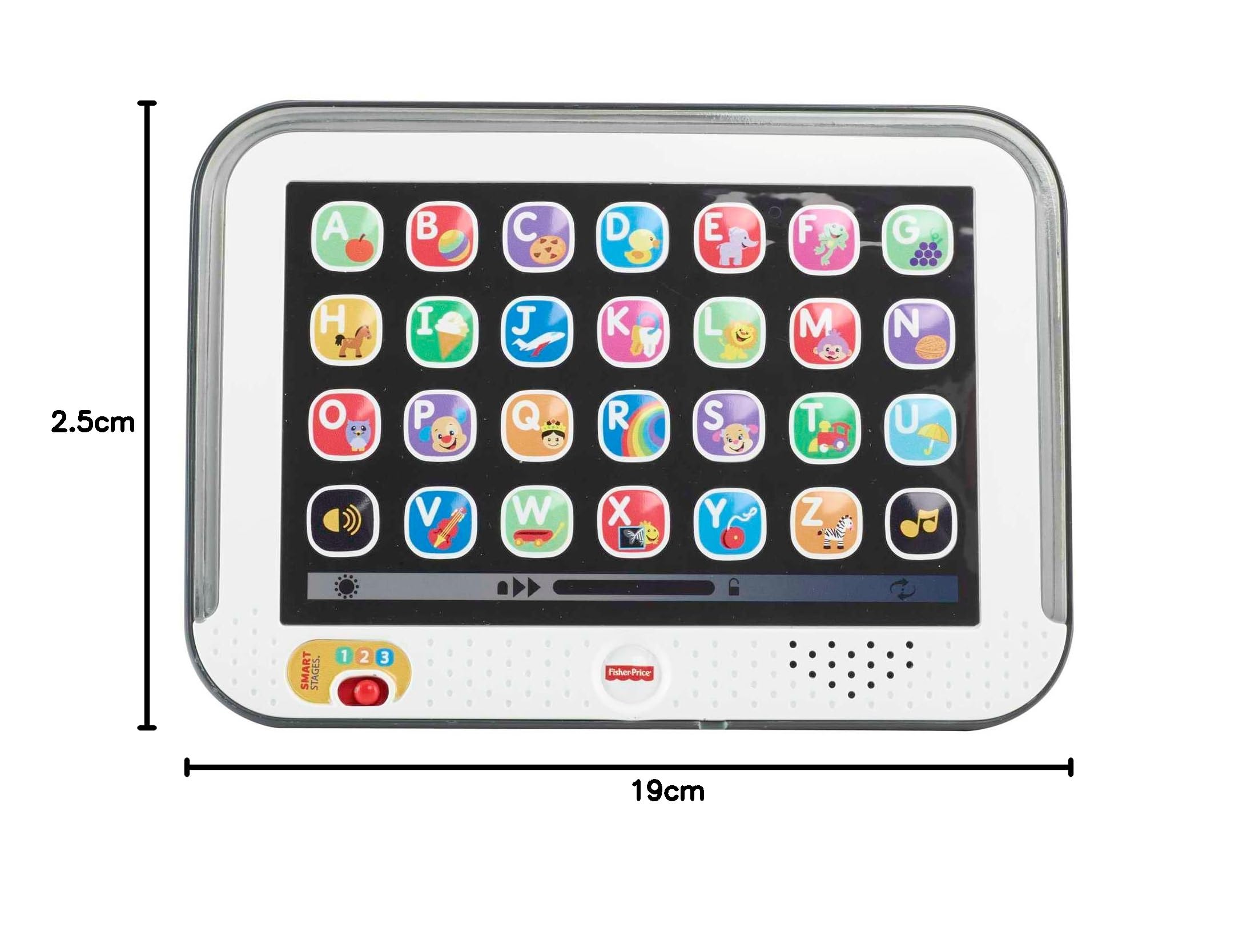 Fisher-Price - Tablet Ridi e Impara, tablet con tecnologia Smart Stages e tre livelli di gioco, tante canzoncine, frasi e suoni per crescere e imparare, giocattolo per bambini, 12+ mesi, CDG33