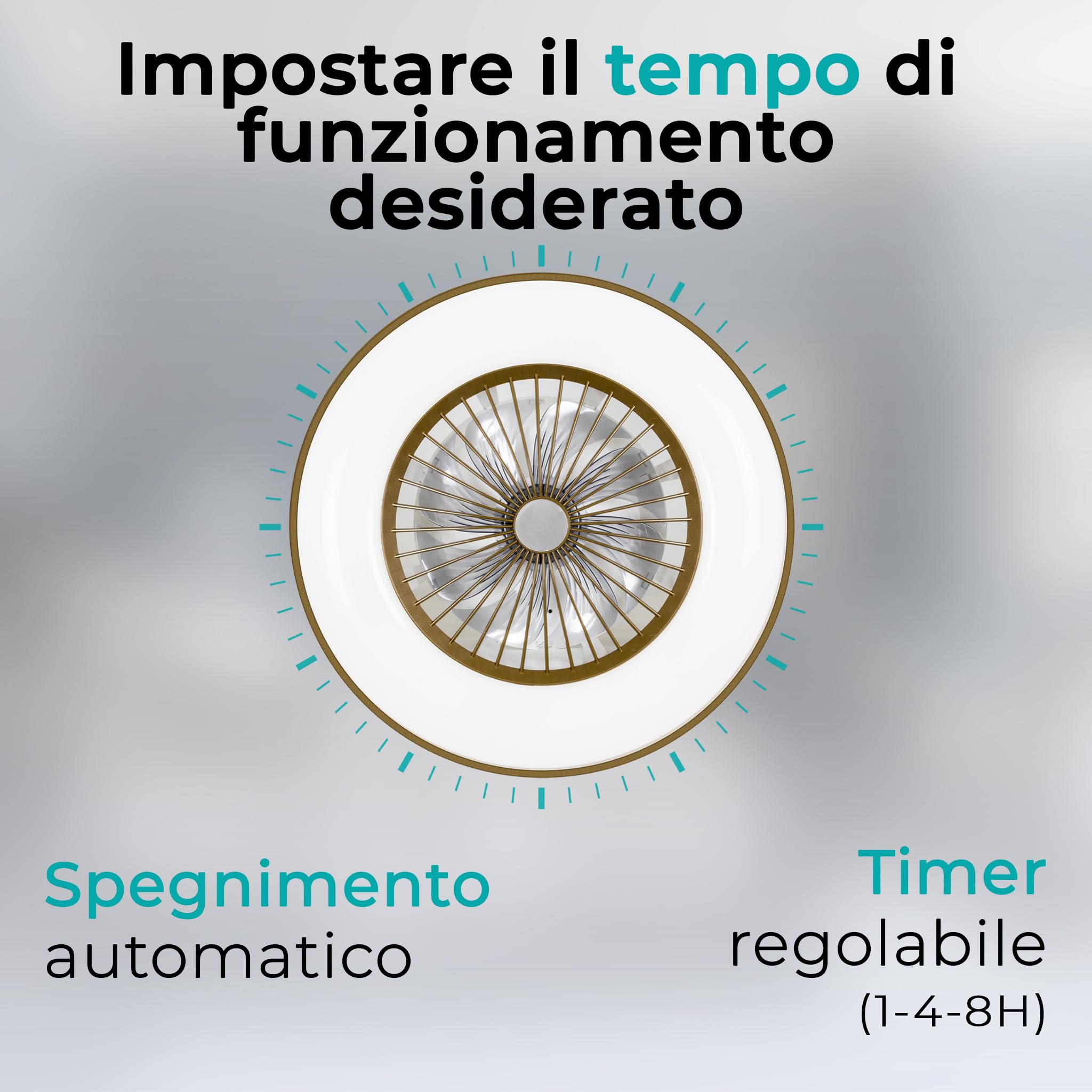 Noaton® Vega marrone 11056CR Ventilatore da soffitto con luce, telecomando, attenuazione LED max 44 W, 3 temperature di colore regolabili, timer, flusso d'aria fino a 61 m3/min, Ø56 cm
