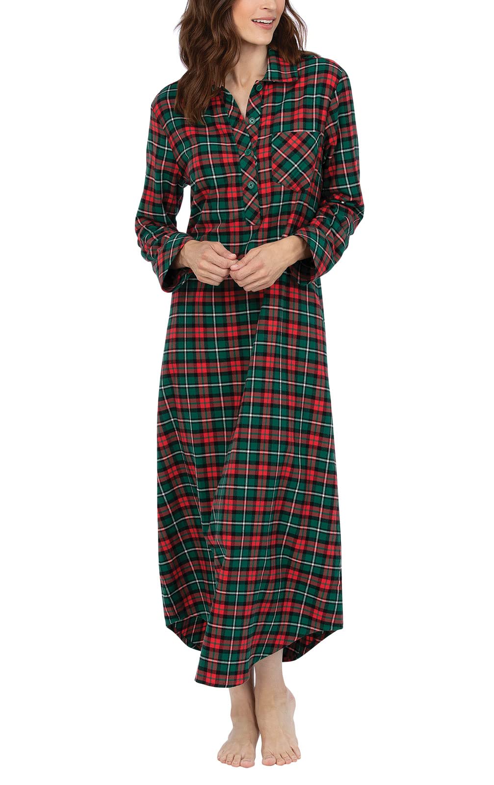 PajamaGram - Camisón clásico para Mujer - Franela - A Cuadros Escoceses