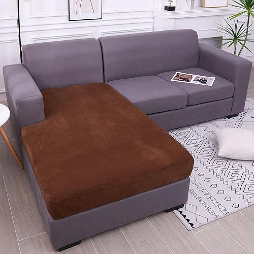Vista 77 de hyha Fundas de cojín de terciopelo para sofá, fundas elásticas para asiento de sofá modular, en forma de L para sofá seccional, funda de cojín suave